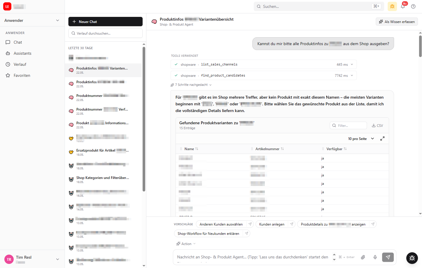 KI-Wissensdatenbank — Knowledge Assistant mit Produktinformationen