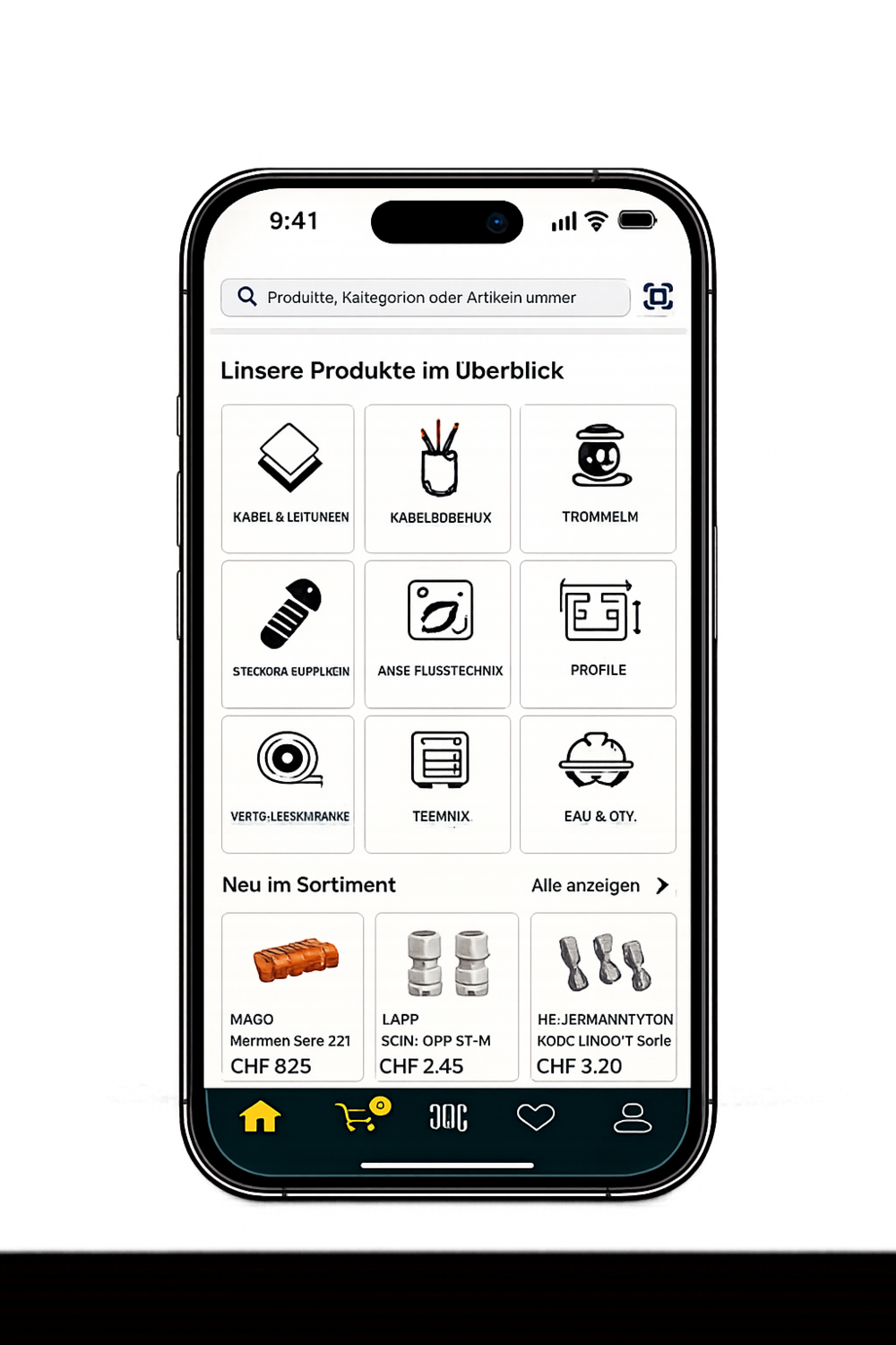 Normrahmen App — Bestellansicht auf dem Smartphone
